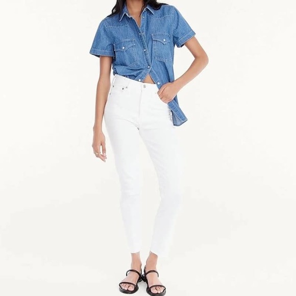 J. Crew 9” High Rise Toothpick jeans with Perfecting Pockets size 27 NEW - Picture 2 of 11